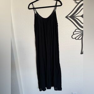 BOHO ME Black Semi-Sheer Strappy Maxi Swim Coverup - Large